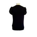 SIX/FIFTY Cowl Neck Sheer Sleeve Blouse - Black - Size Medium