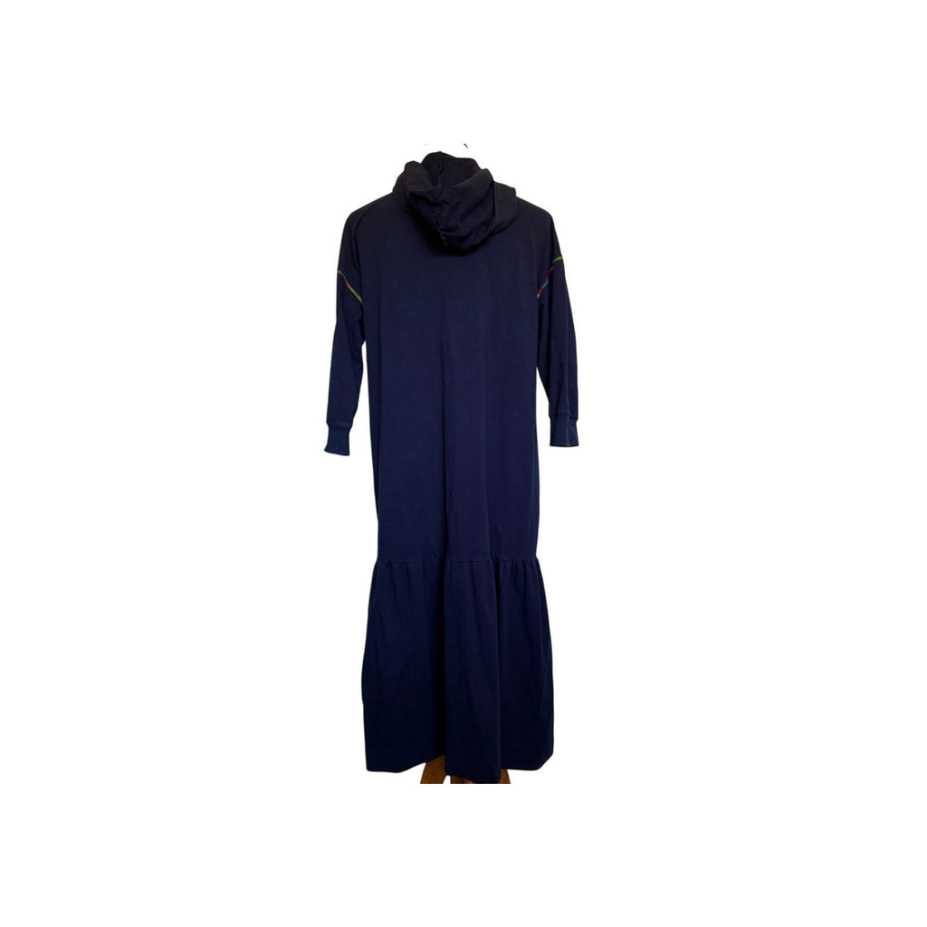 MDRN Cotton Maxi Hooded Dress - Navy Blue - Size Large