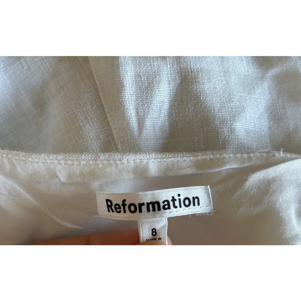 Reformation Aspen Linen Top - White - Size 8