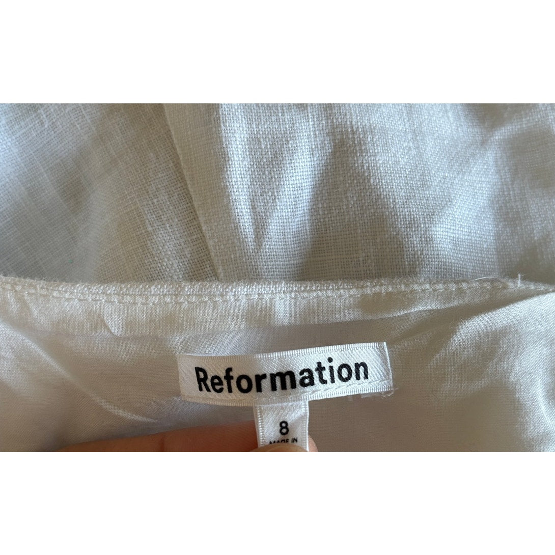 Reformation Aspen Linen Top - White - Size 8