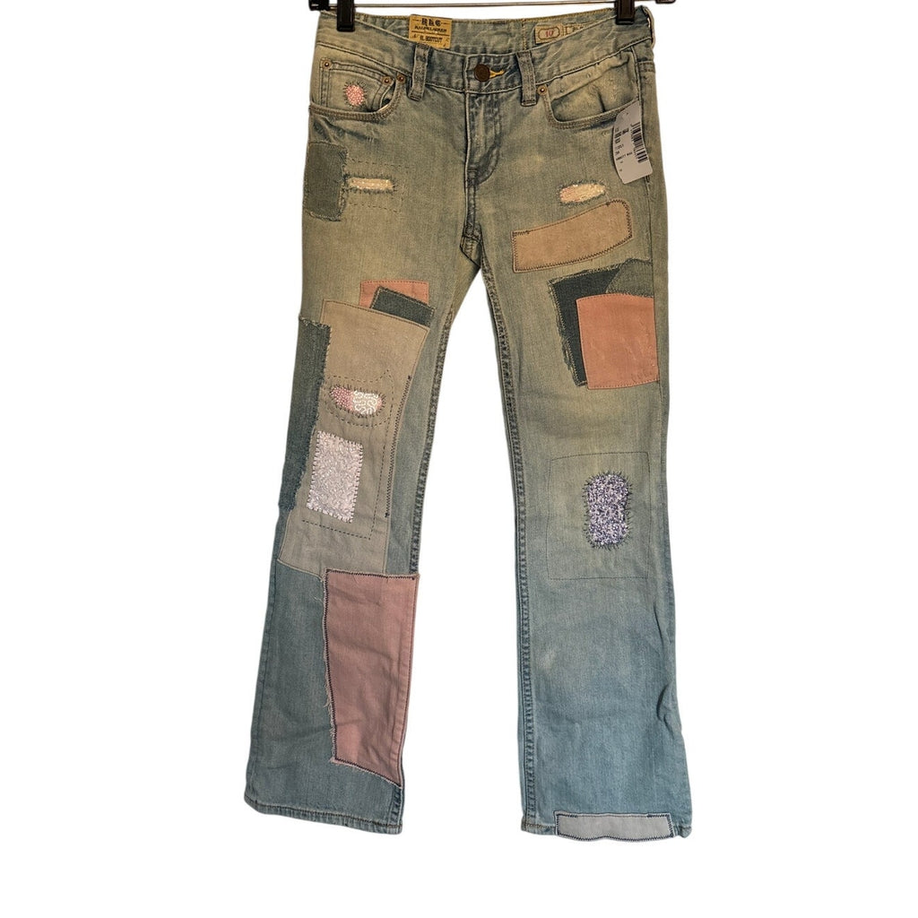 Girls Ralph Lauren Denim Patchwork Jeans - Abbott Wash - Size 10