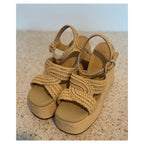 Castañer Fiodora Raffia Wedge Sandal - Neutral - Size 8