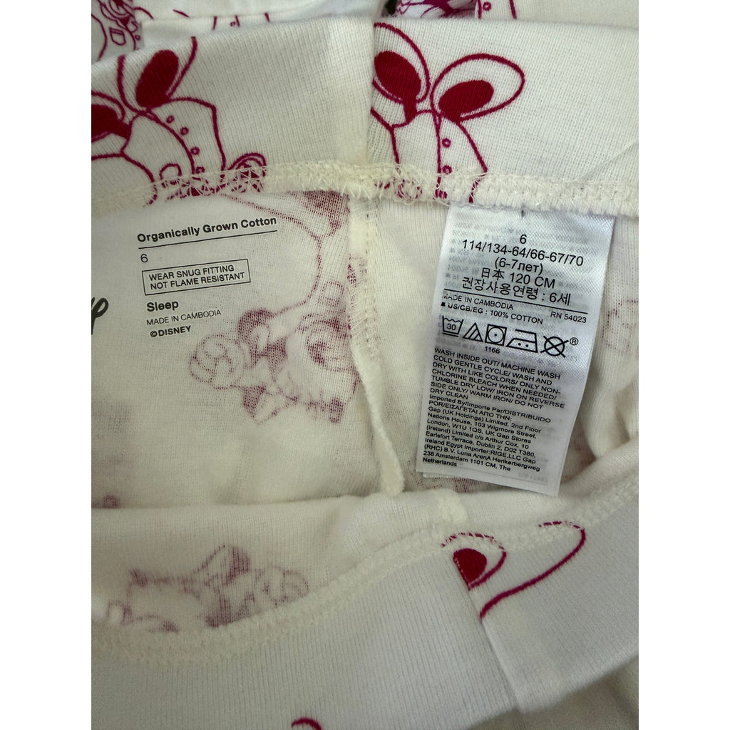 Gap Kids Disney Minnie Mouse Print Organic Cotton PJ Set - Ivory Frost - Size 6
