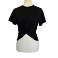 CINQ A SEPT Shiloh Twist Front Short Sleeve Tee - Black - Medium