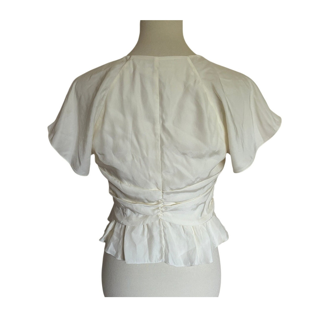 FRAME Women's Shirred Flounce Top - Off White -Size Medium