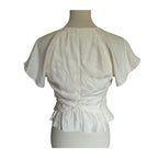 FRAME Women's Shirred Flounce Top - Off White -Size Medium