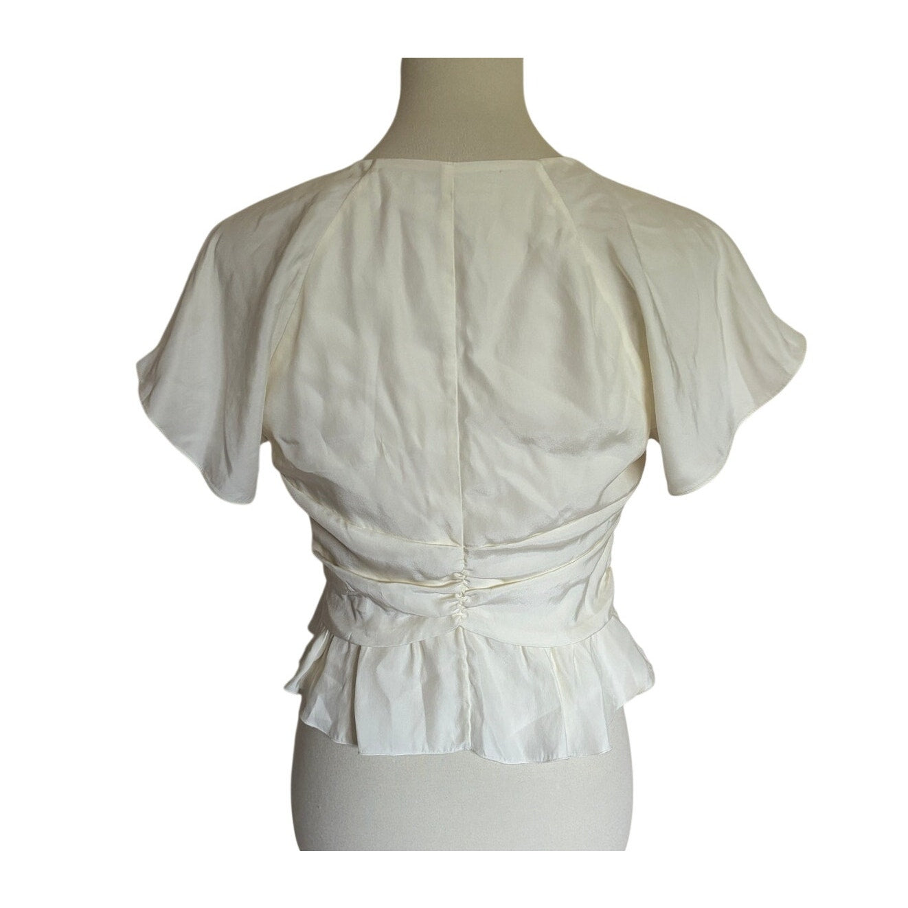 FRAME Women's Shirred Flounce Top - Off White -Size Medium