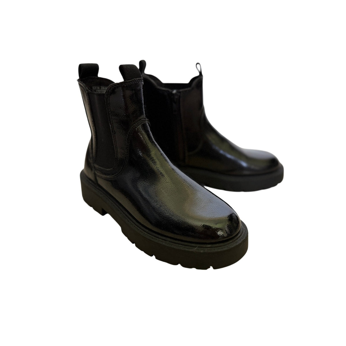 Zara Kids Patent Leather Zip Boots - Black - Size EU 34 US 2.5