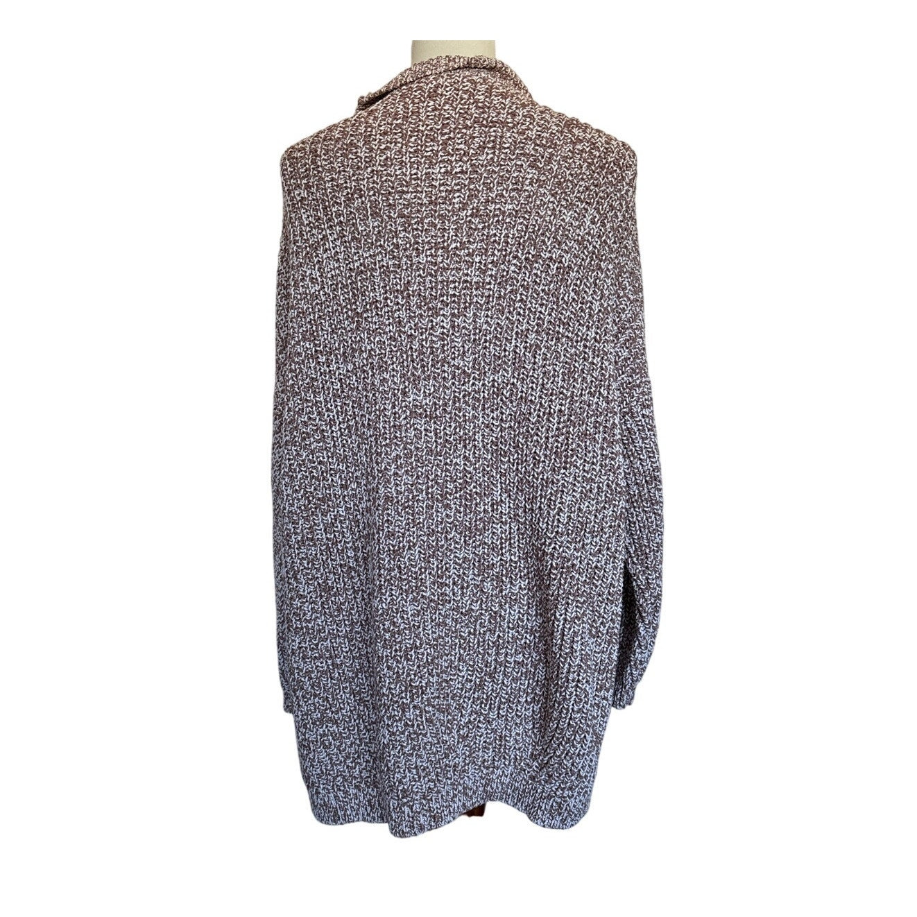 HAVEN WELL WITHIN Marled Knit Cocoon Cardigan - Brown/Cream - Large