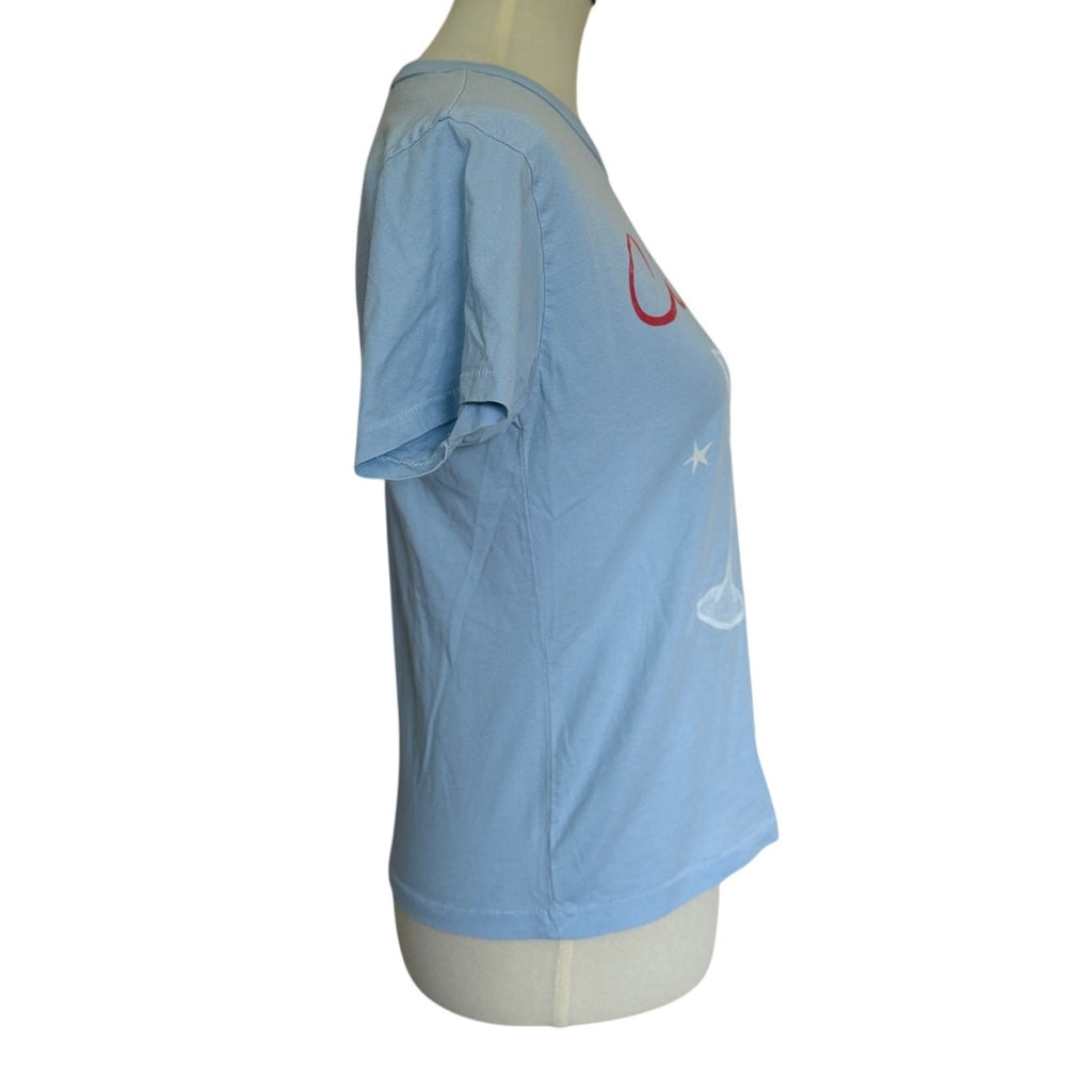 Daydreamer Cin Cin Ringer Tee - Powder Blue - Small