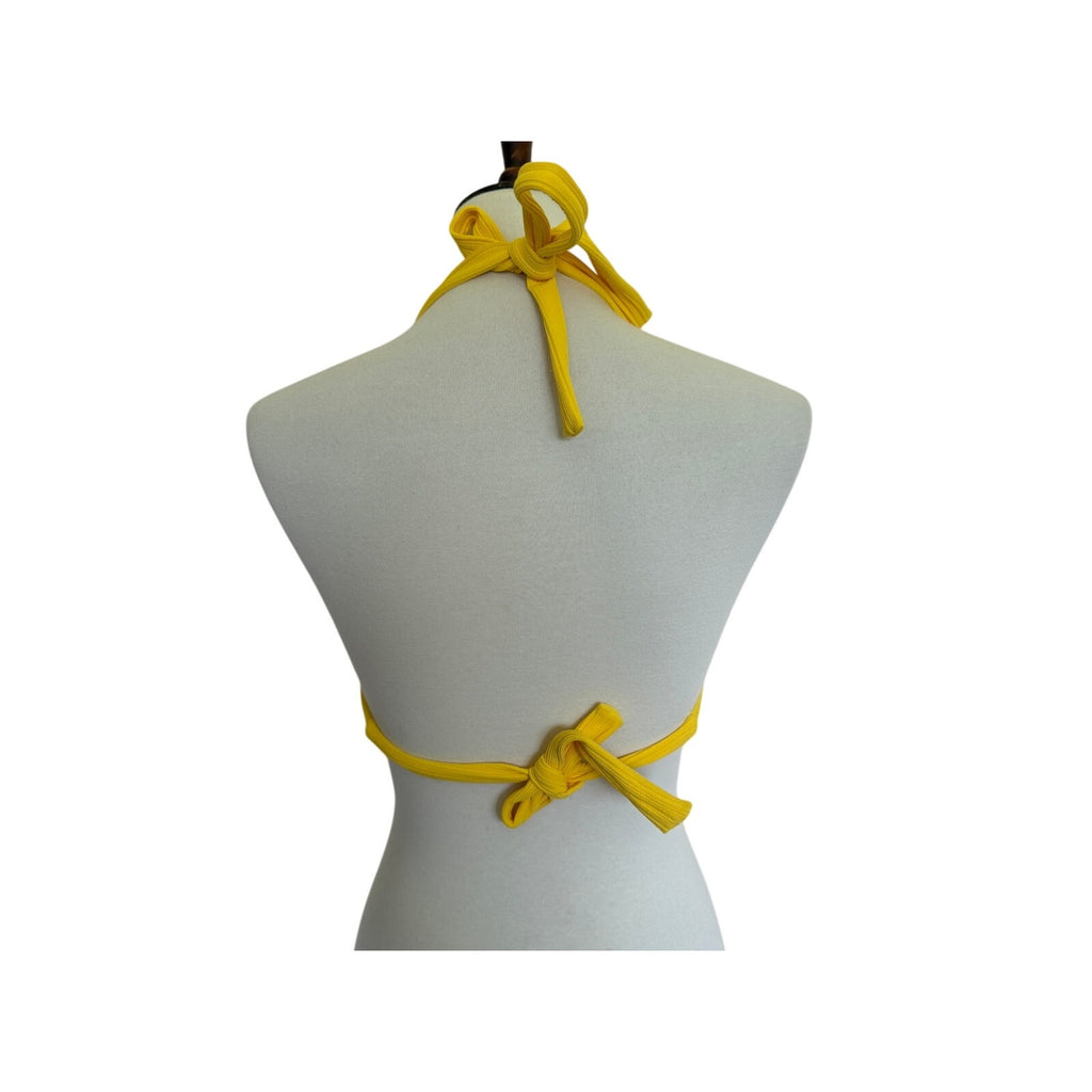 Luli Fama Playa Vibes Halter Bikini Top - Yellow - Size D Cup
