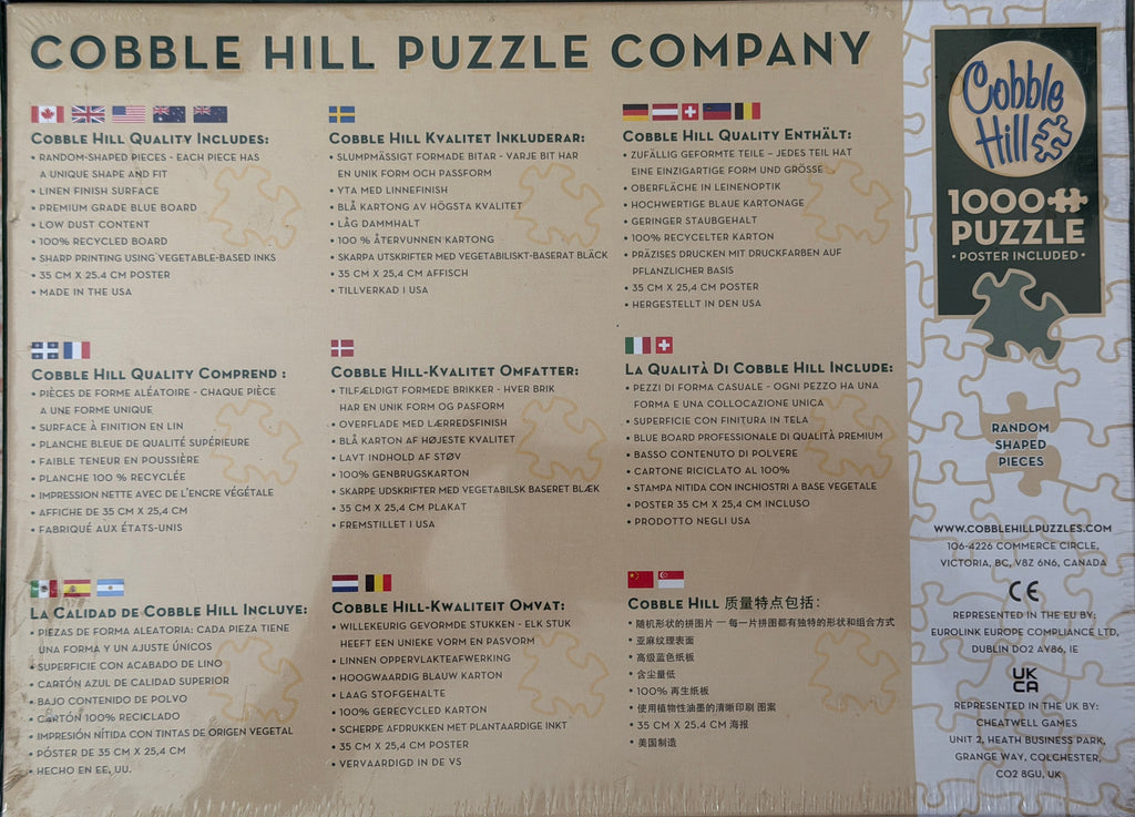 New Cobble Hill 1000 Piece Common Quilt Block Patter Puzzle