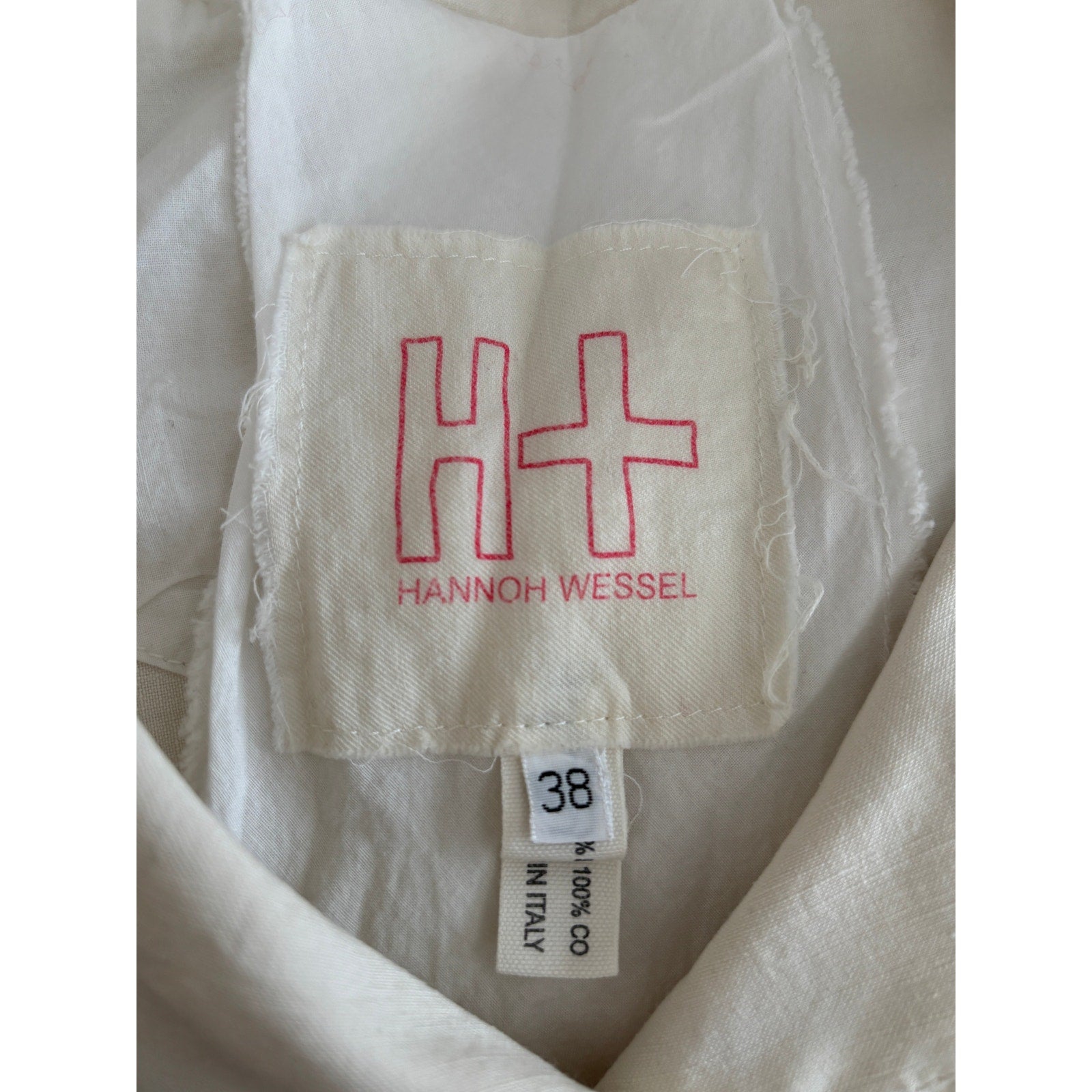 H+ HANNOH WESSEL Linen Silk Button Front Jacket - Off White - Size Medium