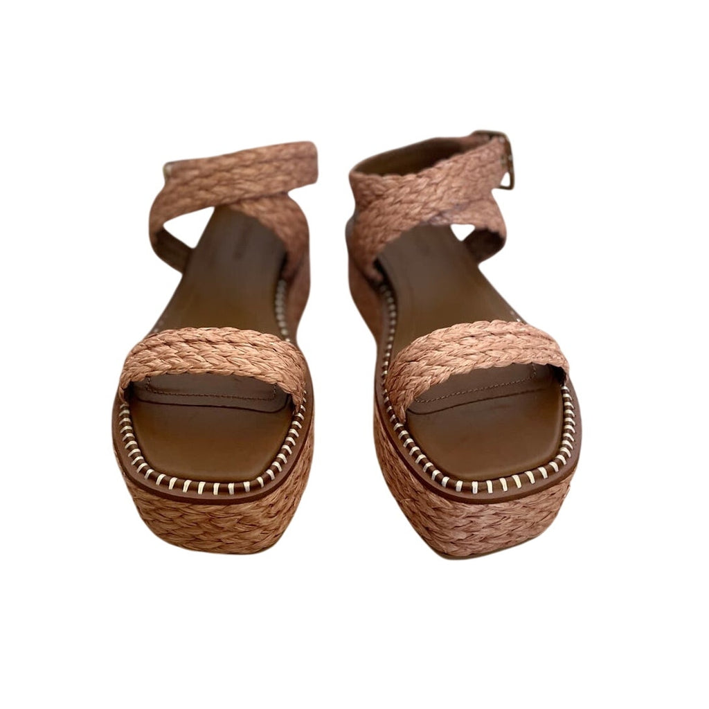 Ulla Johnson Gemma Woven Raffia Espadrille Sandals - Blush - Size 9.5