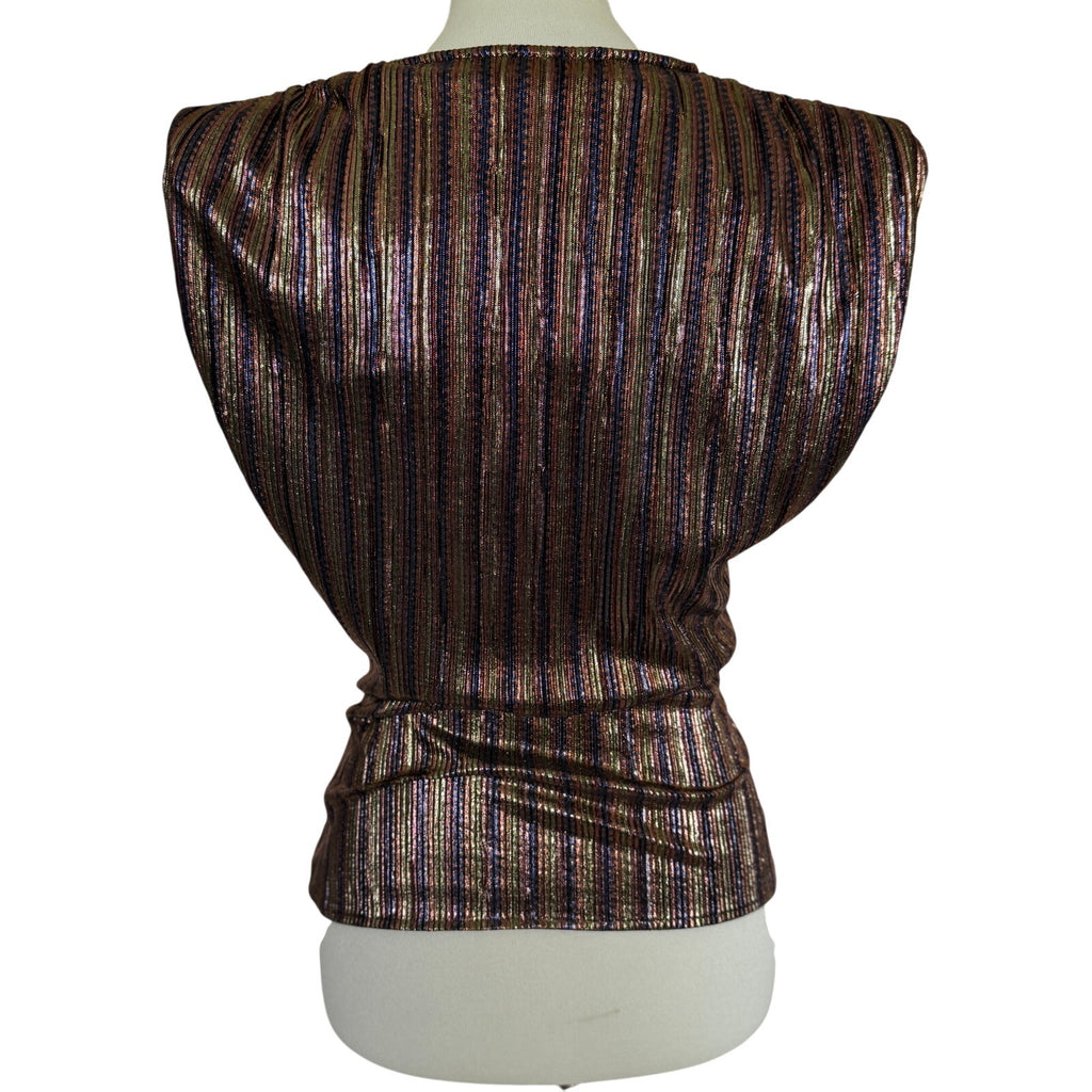 RAMY BROOK Serena Metallic Sleeveless Top - Navy Combo Lame - Size Medium