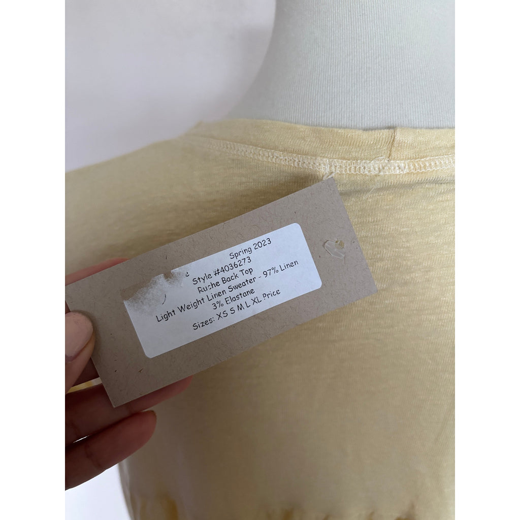 Cut Loose Light Weight Linen Ruche Back Top - Yellow - Medium