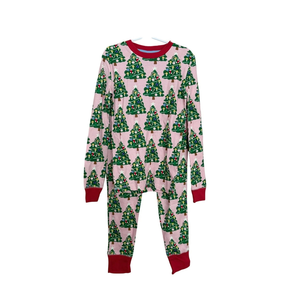 New Mini Boden Glow In The Dark Christmas Tree Pajama Set - Pink - Size 10Y