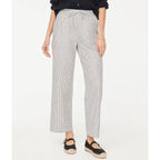 New J.CREW Slim Wide Leg Cotton Linen Pant - Striped Black / Cream - Size 4