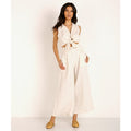 FAITHFULL THE BRAND  Lena High Waisted Wide Leg Linen Pants - Egg White - Size M