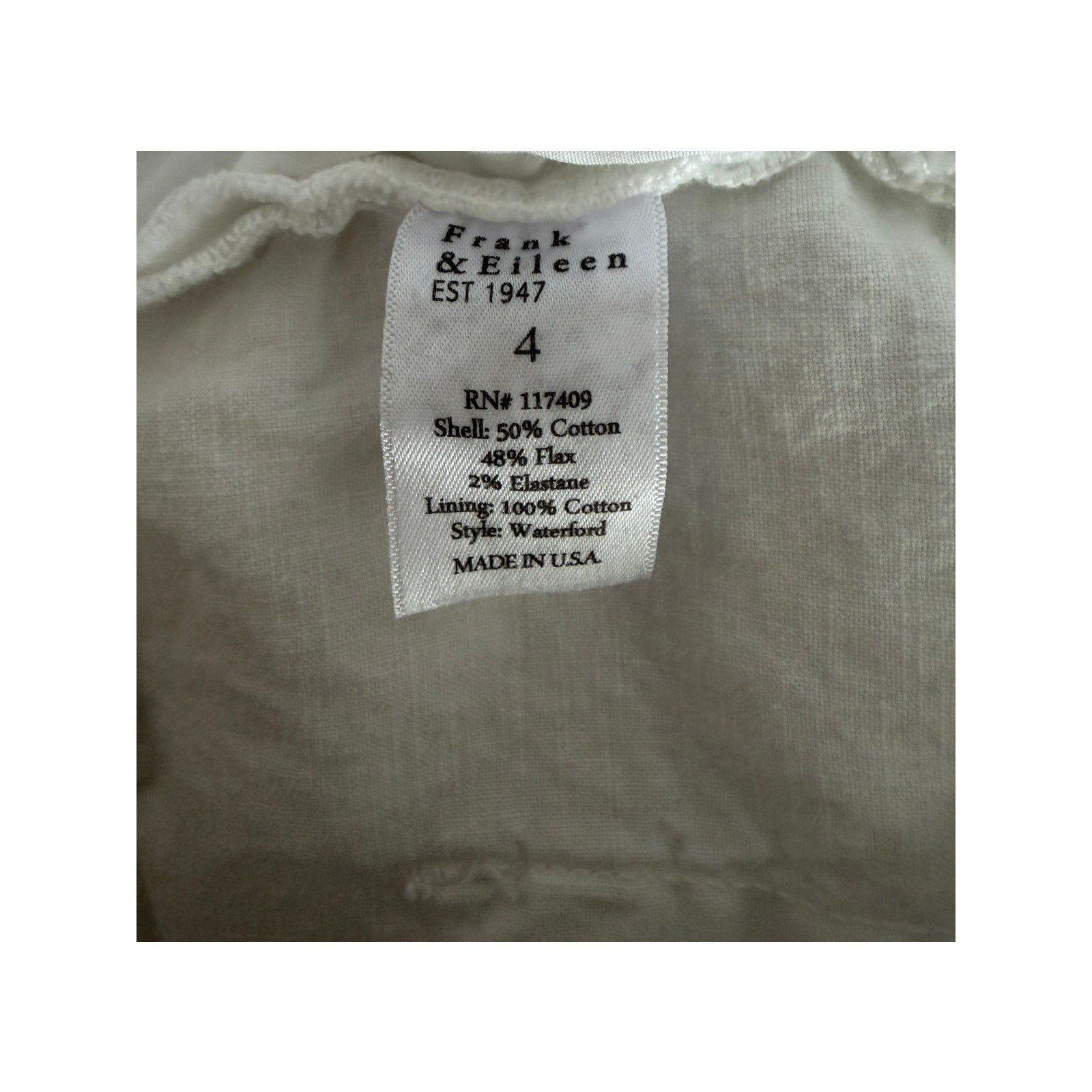 Frank & Eileen Waterford High Waisted Linen Shorts - White - Size 4