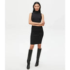 Michael Stars Macy Mock Neck Ribbed Dress - Black- Ultra Rib - Medium