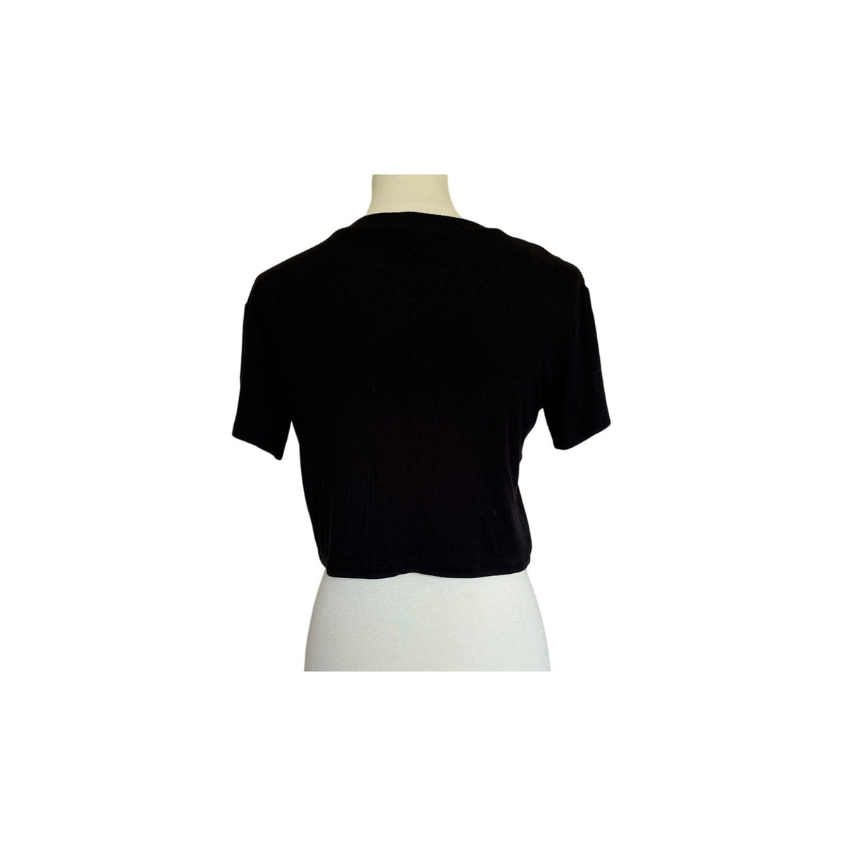 LNA Billie Rib Crop Tee - Black - Size Extra Small