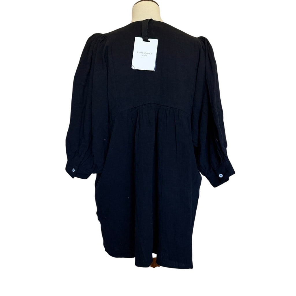Pomander Place Millie Cotton Gauze Dress - Black - Extra Small