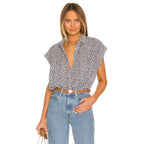 Nili Lotan Normandy Blouse - Blue White Floral - Small