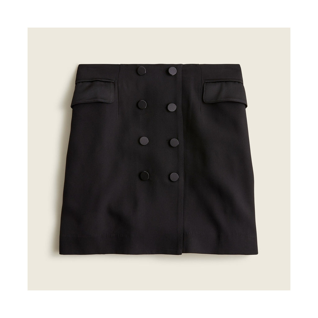 J.CREW Button-Font Crepe Skirt - Black - Size 0