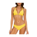 Luli Fama Playa Vibes Halter Bikini Top - Yellow - Size D Cup