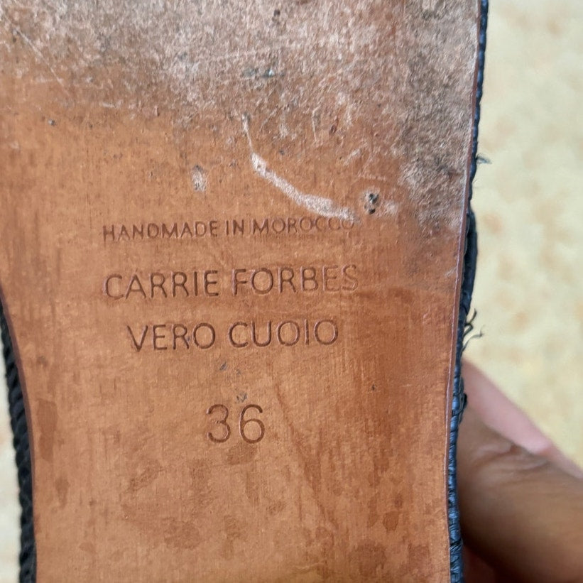 Carrie Forbes Arielle Raffia Slide Sandals - Black - Size 6