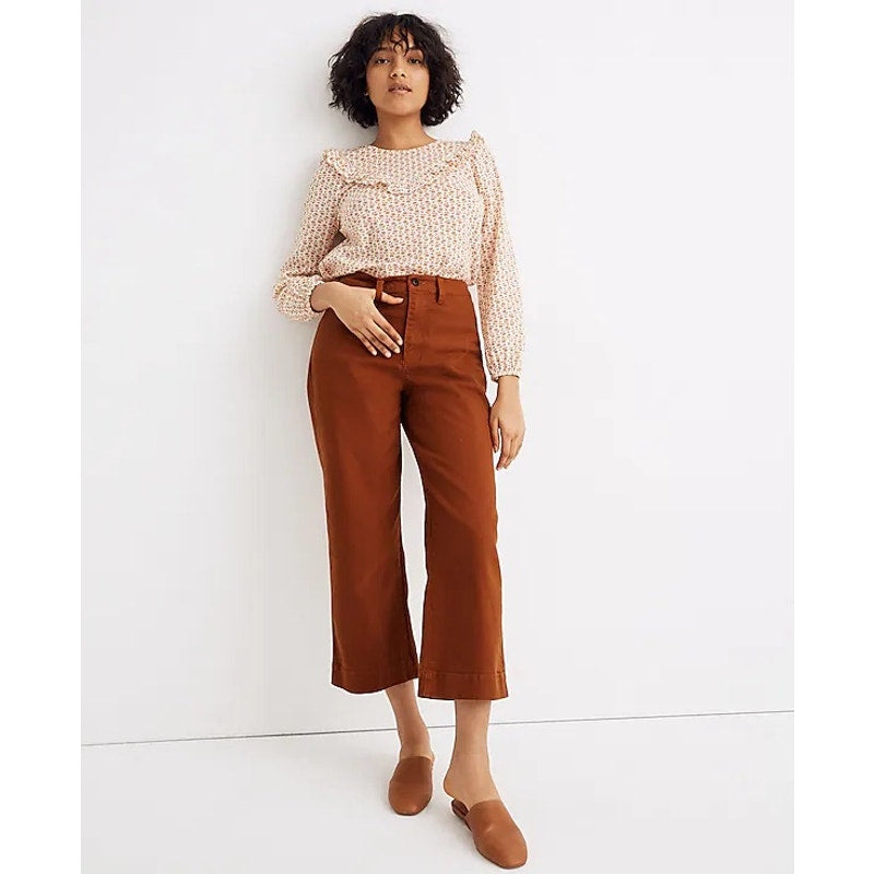 Madewell Curvy Slim Emmett Wide-Leg Crop Pants - Nutmeg Color - Size 24