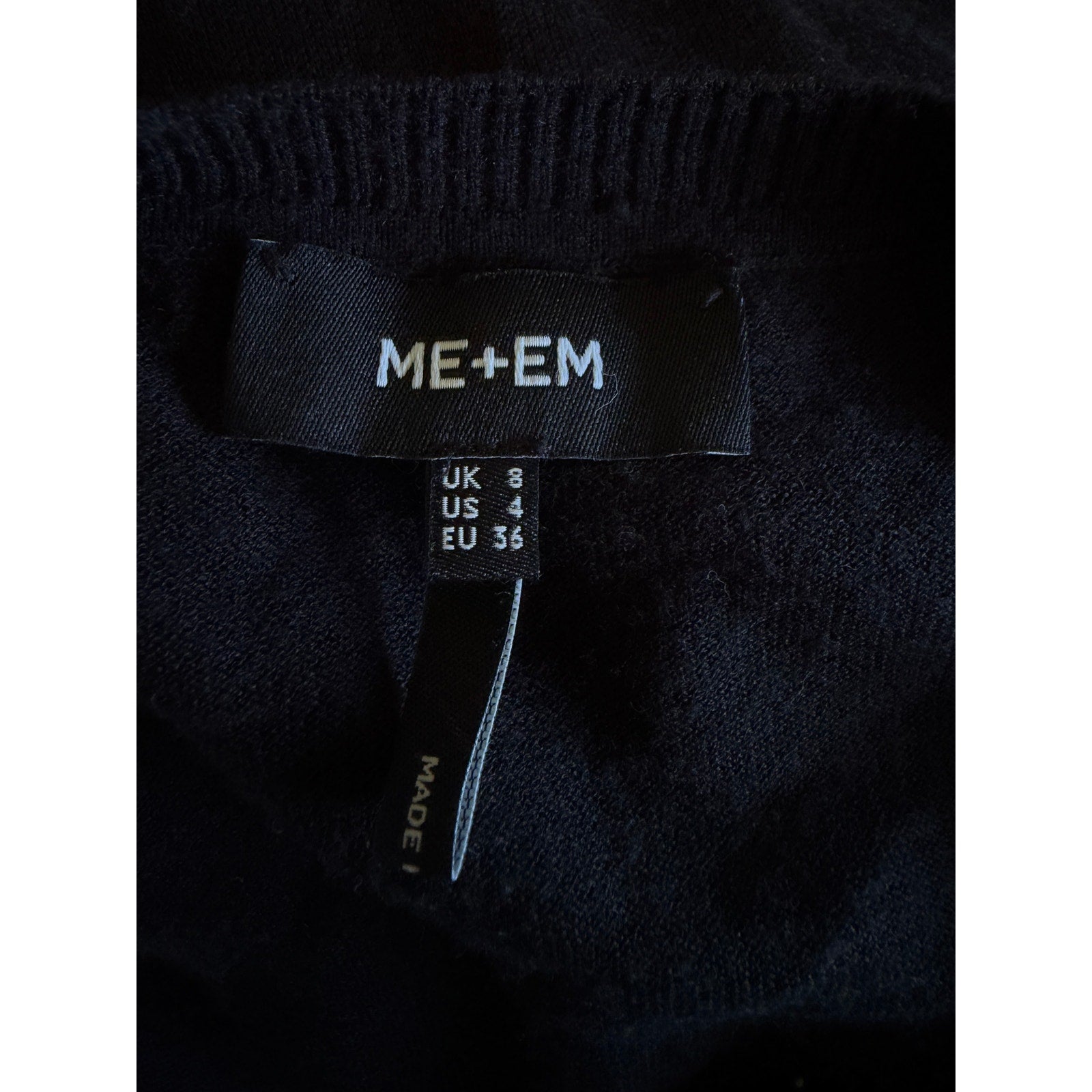 ME+EM Merino Cashmere Barely There Tee - Black - Size 4