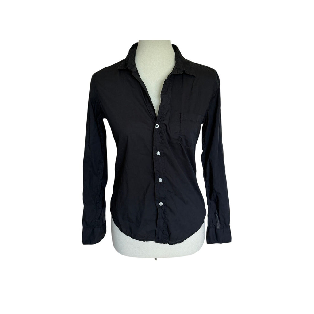 Frank & Eileen Barry Button Up Cotton Shirt - Black - Size Small
