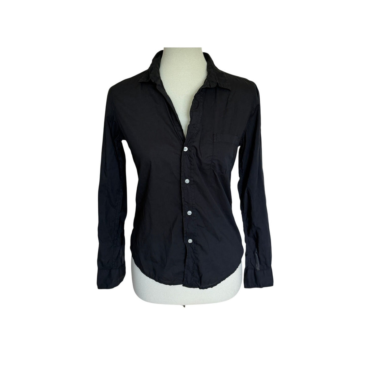 Frank & Eileen Barry Button Up Cotton Shirt - Black - Size Small