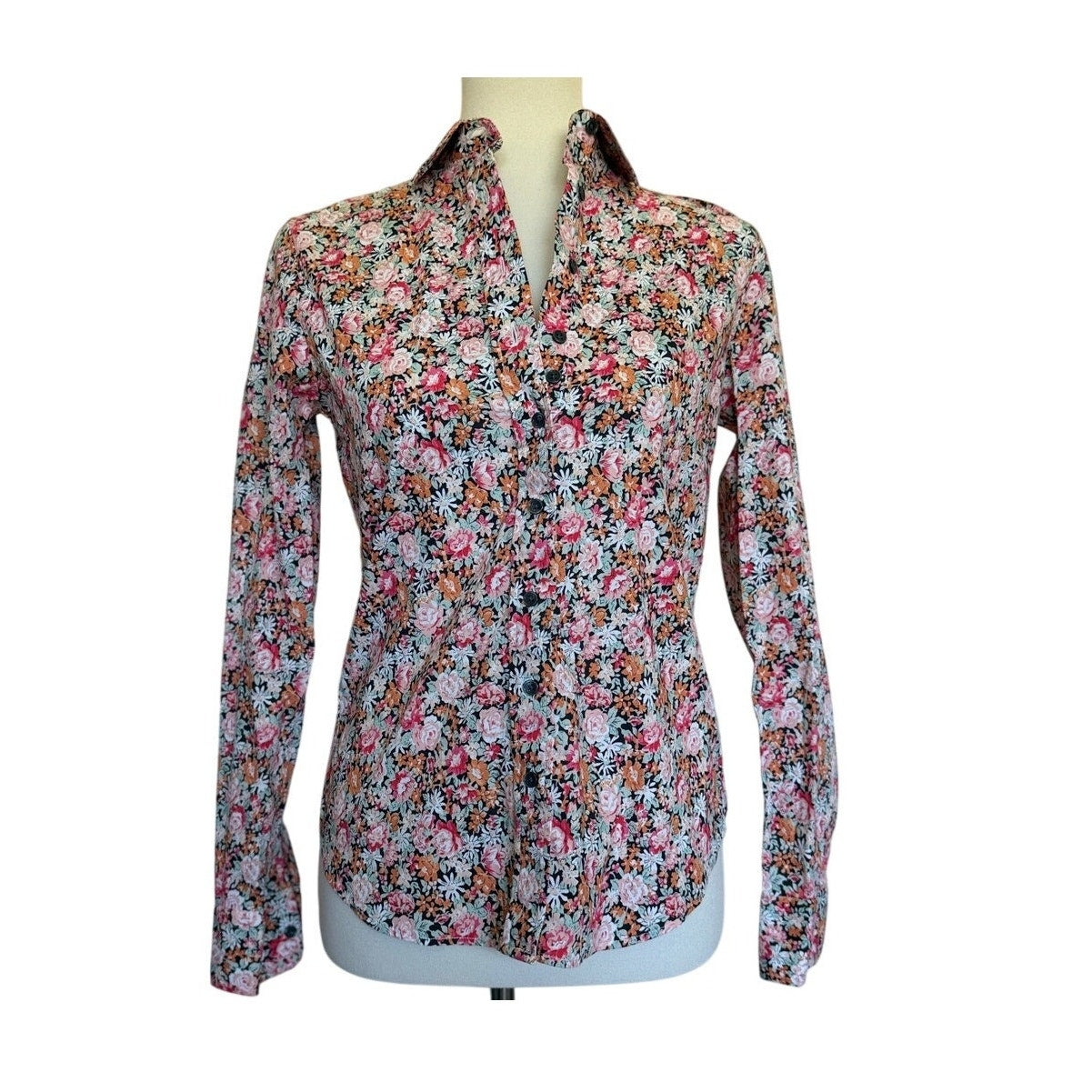 THE SHIRT by ROCHELLE BEHRENS - Pink /Orange Floral - Size XS