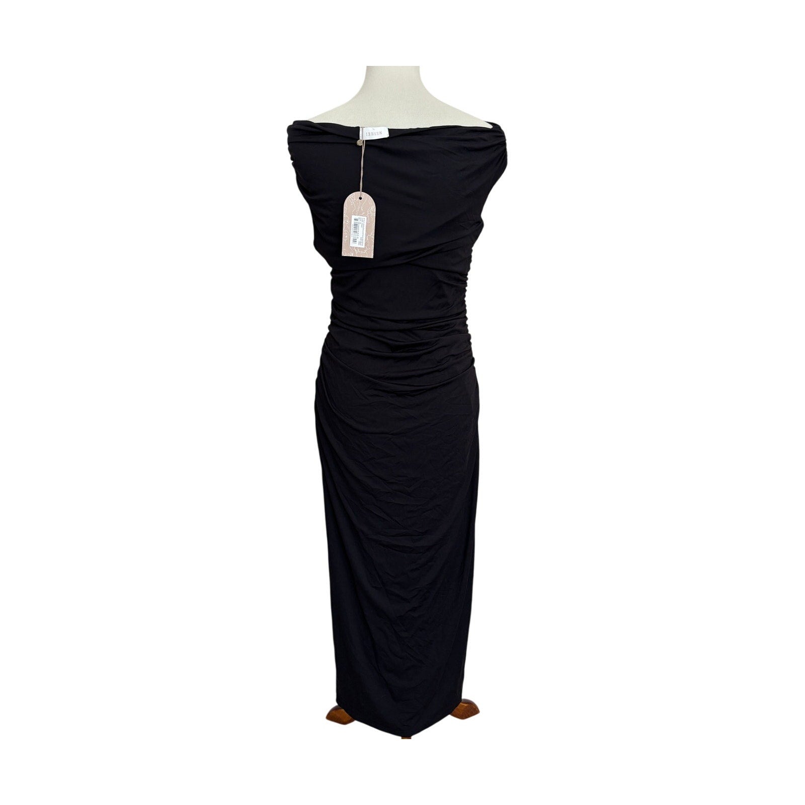 MESHKI Alayna Nylon Midi Dress - Black - XL