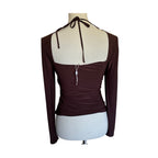 WAYF Cutout Long Sleeve Top - Chocolate Brown - Size S