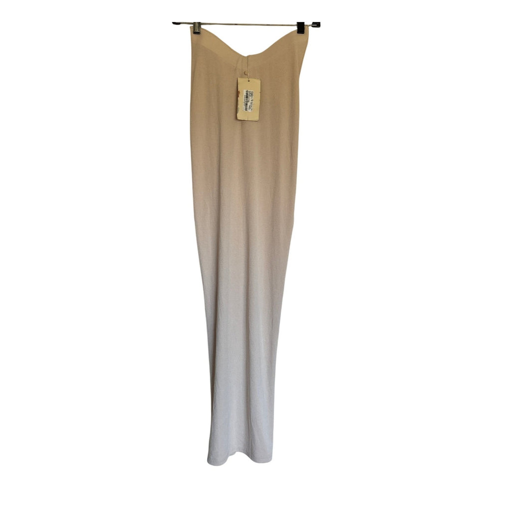 Meshki Roxie V Waistband Knit Maxi Skirt - Stone Beige - Size Extra Small