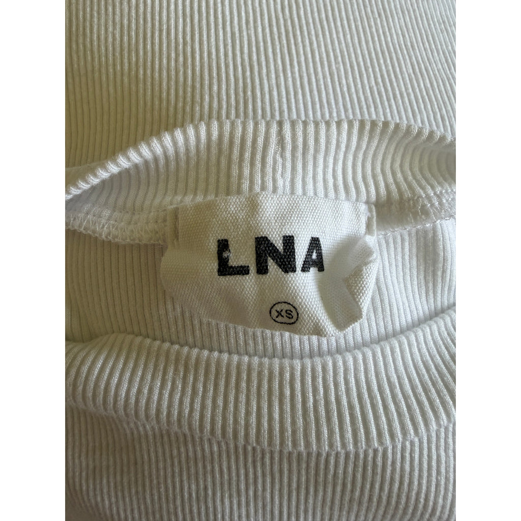 LNA Billie Rib Short Sleeve Crop Tee - White - Size Extra Small