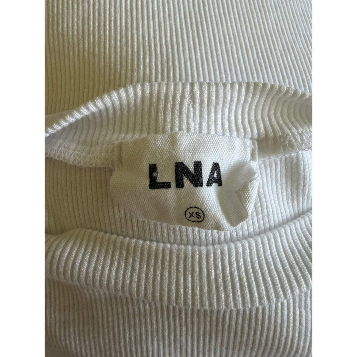 LNA Billie Rib Short Sleeve Crop Tee - White - Size Extra Small