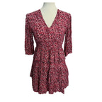 Ba&sh Nina V Neck Mini Dress - Fuchsia Print - Size Small / 6