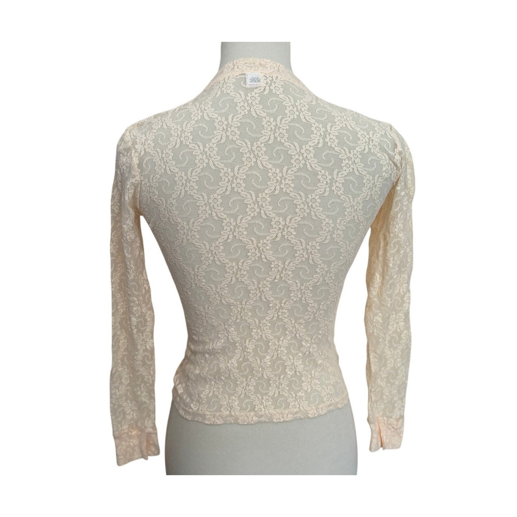 Only Hearts NYC V Neck Lace Top - Cream - Size Small