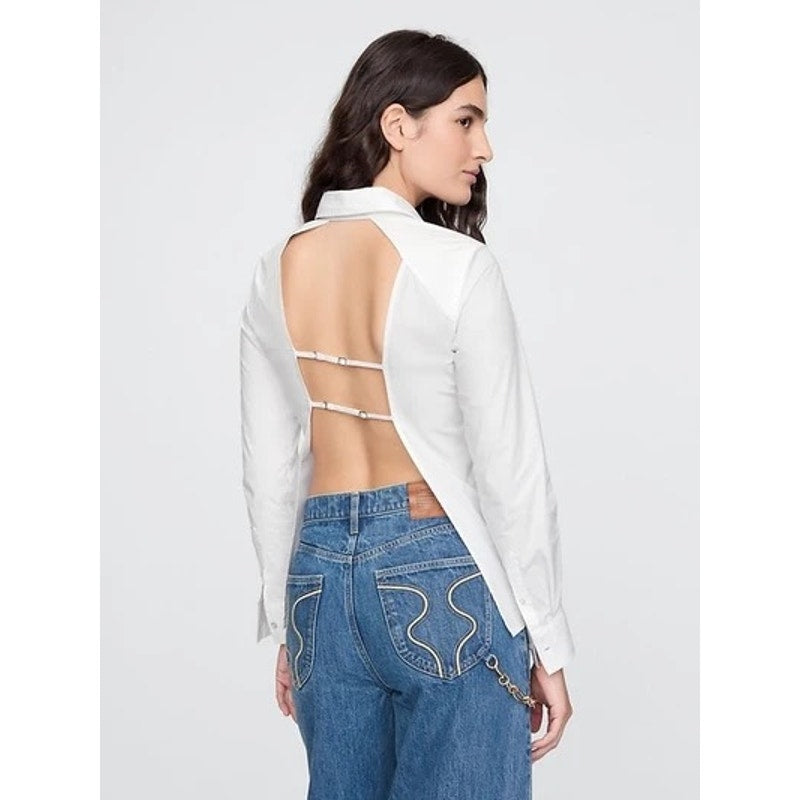 GAP X CULT GAIA Backless Button Down Shirt - White - Size Small