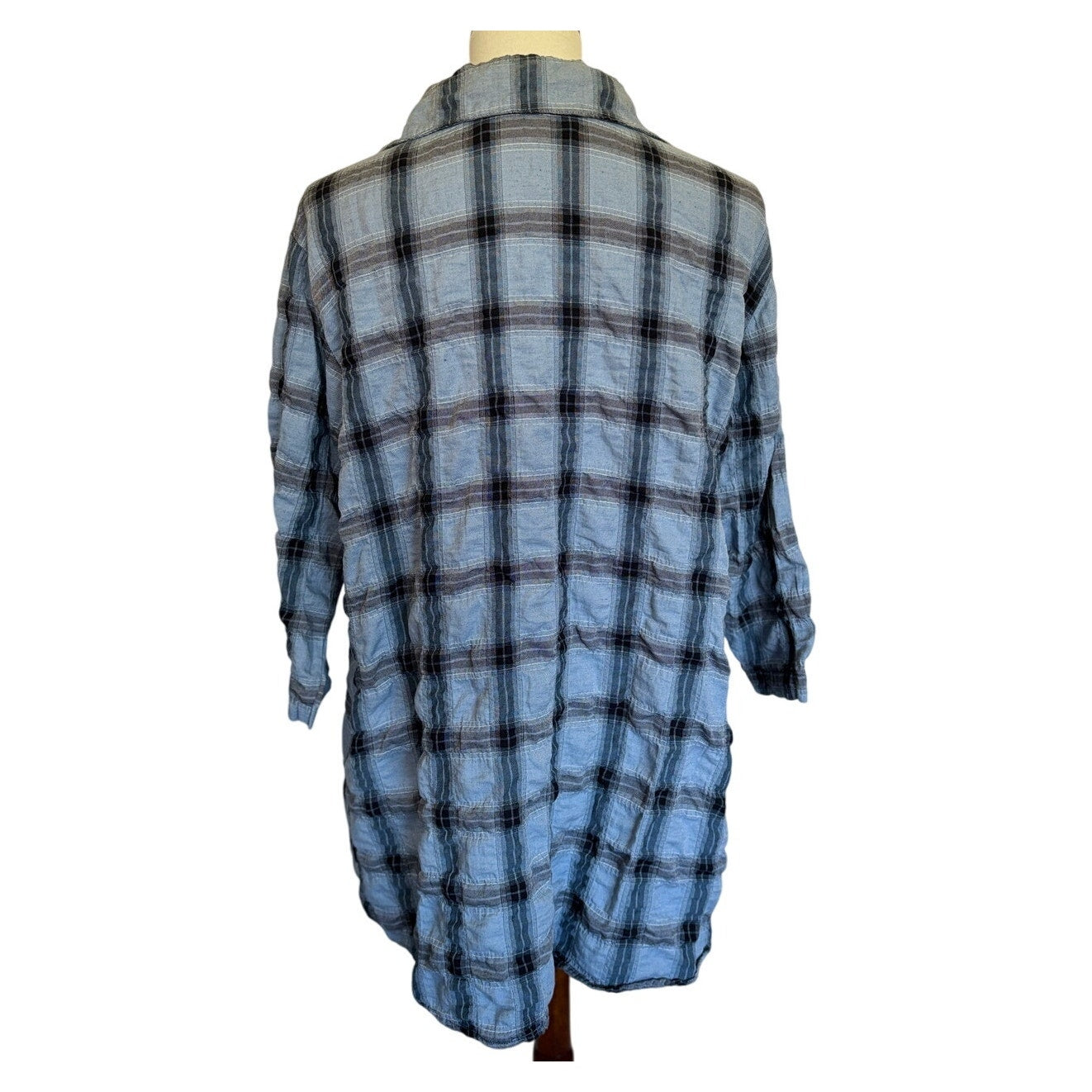Cut Loose Crinkle Plaid Hi-Low Shirt - Medium - 0387945