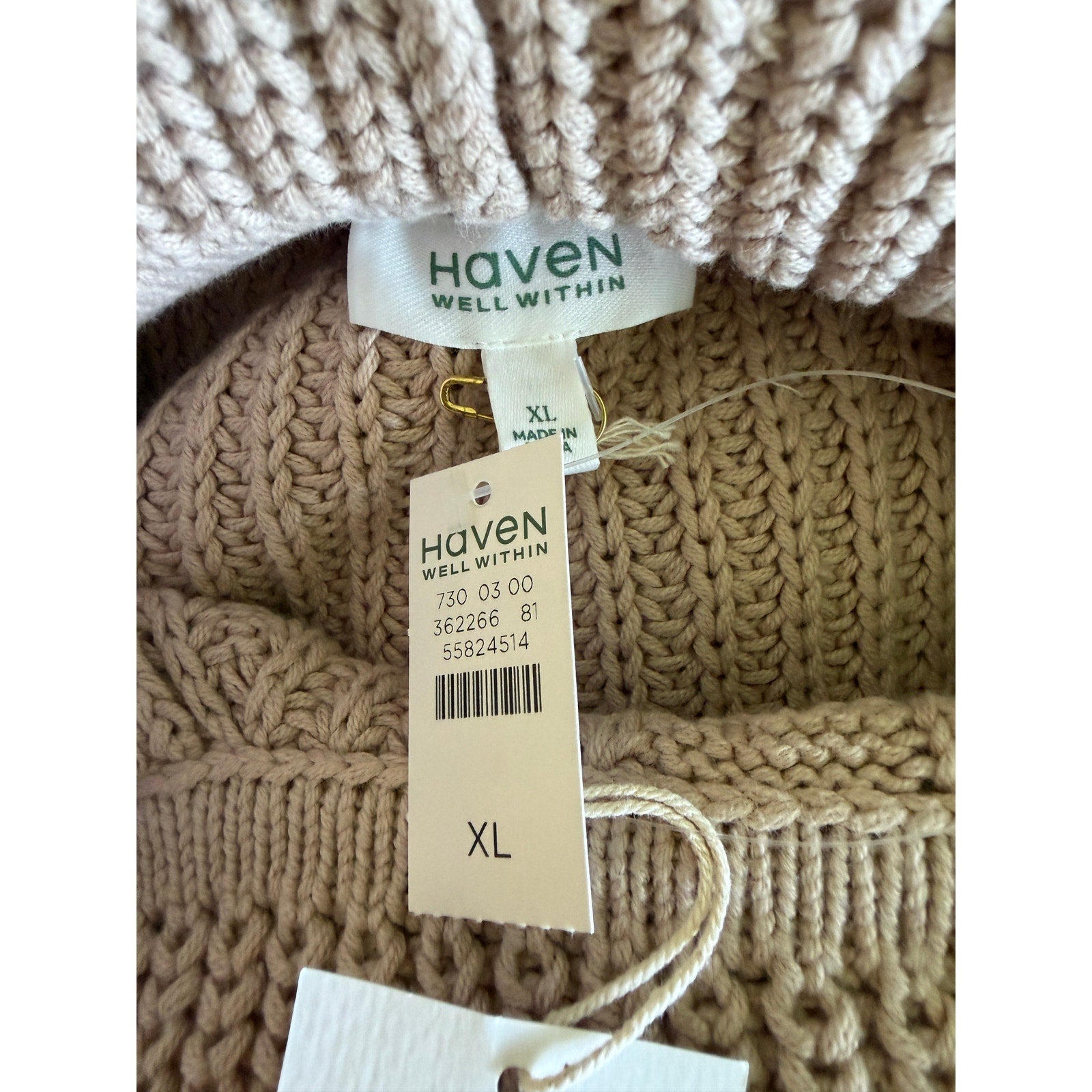 HAVEN WELL WITHIN Cowlneck Cable Knit Sweater - Beige - XL