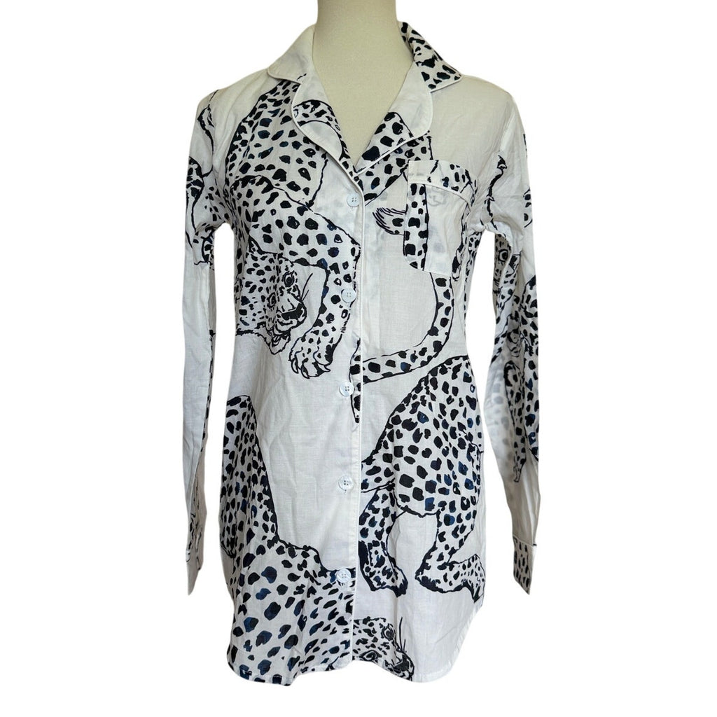 Desmond & Dempsey Long Sleeve Pajama Top - The Jag Cream - XS
