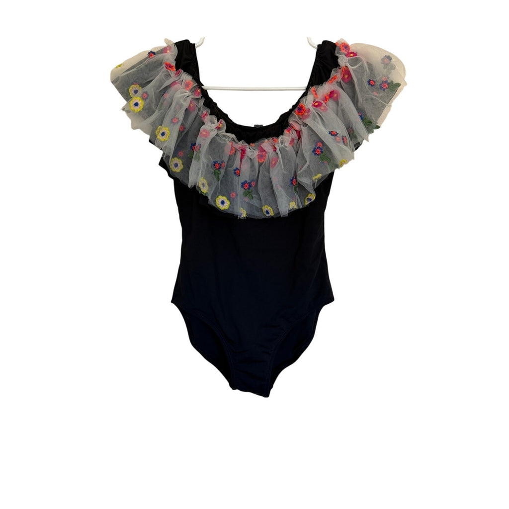 Stella Cove Floral One Piece Bathing Suit for Girls - Black Floral Mesh - Size 14Y