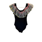 Stella Cove Floral One Piece Bathing Suit for Girls - Black Floral Mesh - Size 14Y