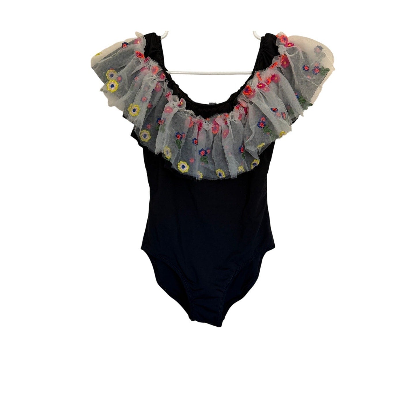 Stella Cove Floral One Piece Bathing Suit for Girls - Black Floral Mesh - Size 14Y